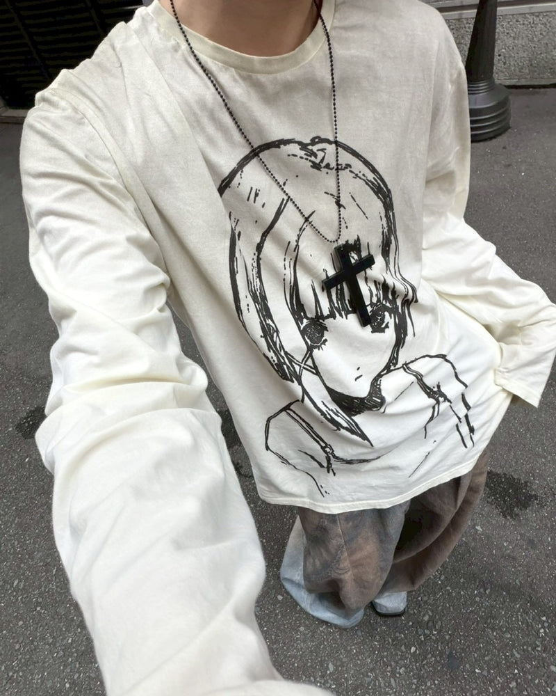 国際配送【LUV CODE】anime print long sleeve tee (2color)