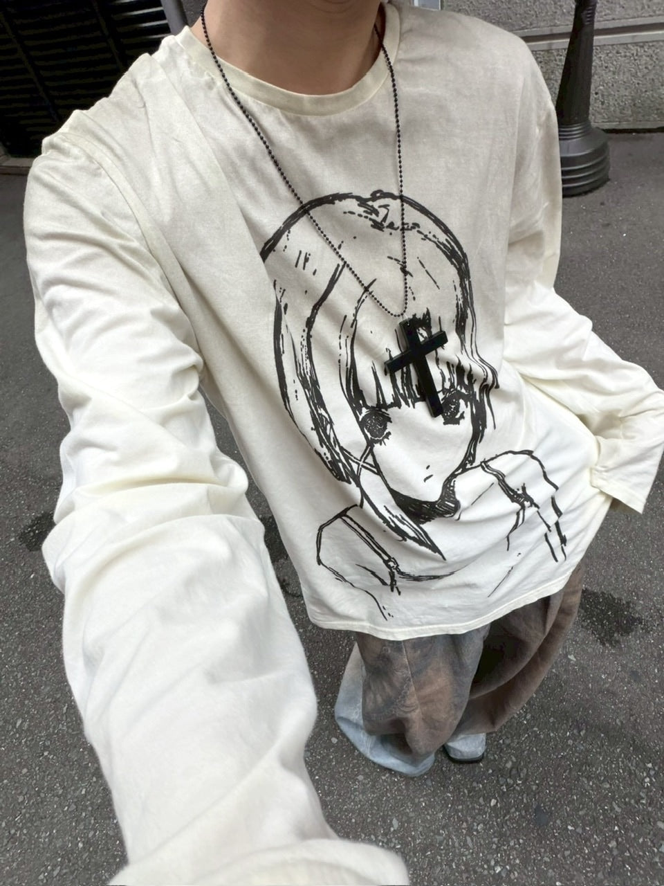 国際配送【LUV CODE】anime print long sleeve tee (2color)