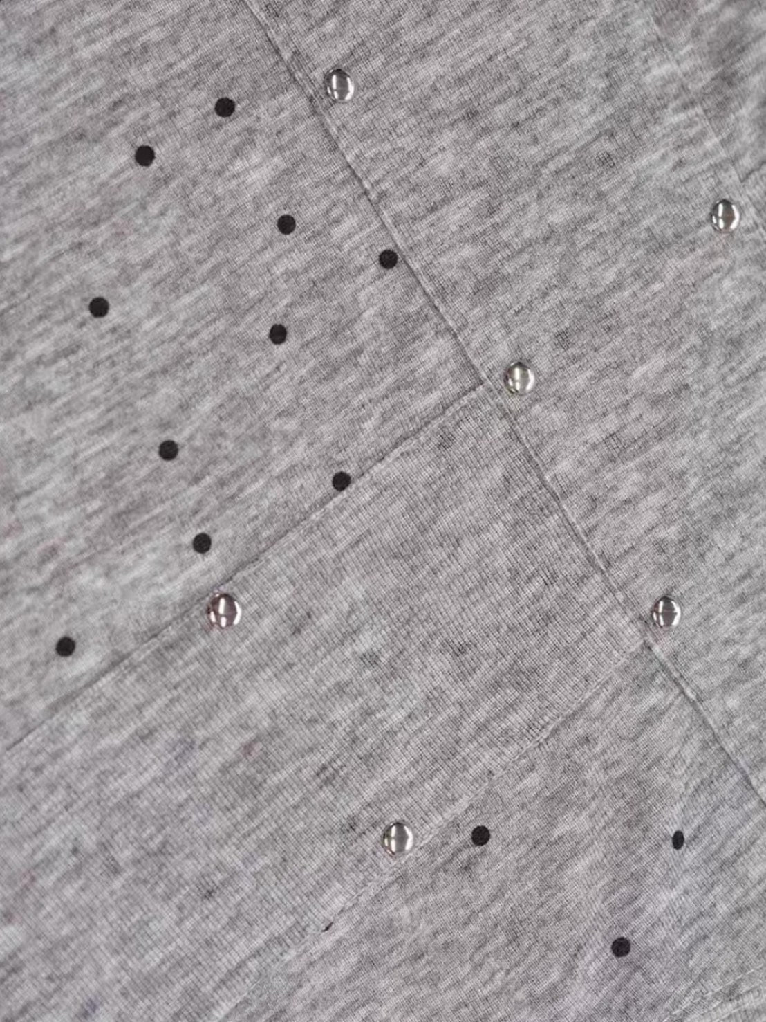 【Cest Nous】Grey Polka Dot Top / 【セヌー】タイ付きワンショルダー長袖トップス