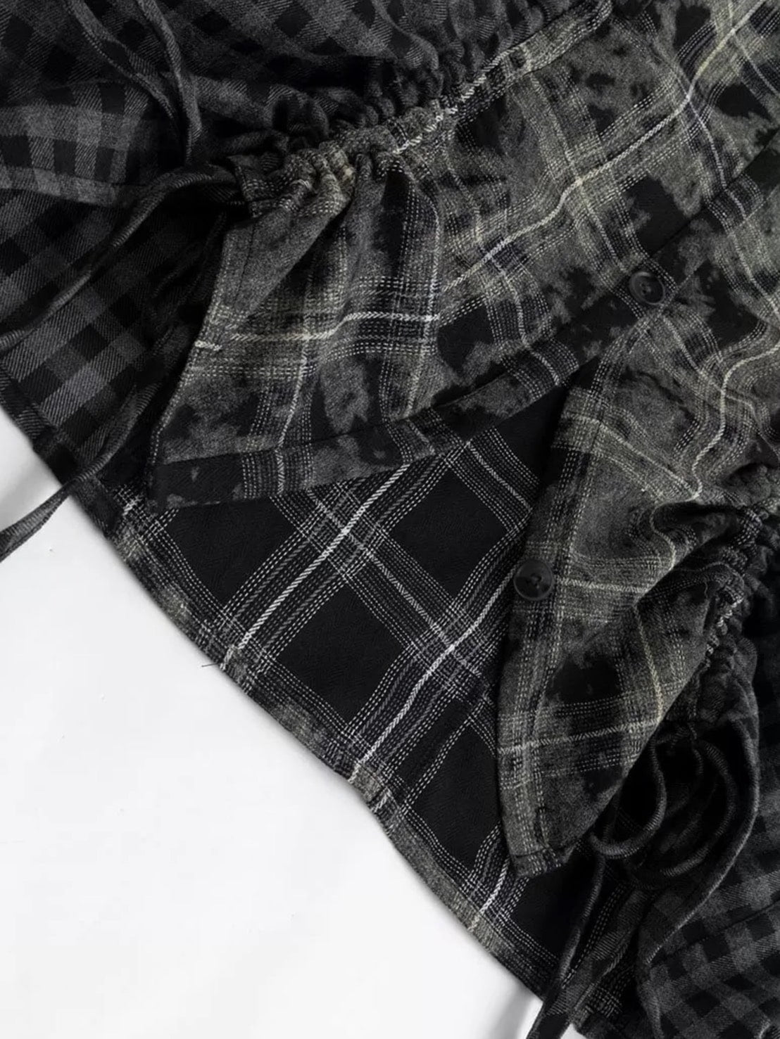 【Cest Nous】Plaid Patchwork Blouse / 【セヌー】パッチワークフリルシャツ