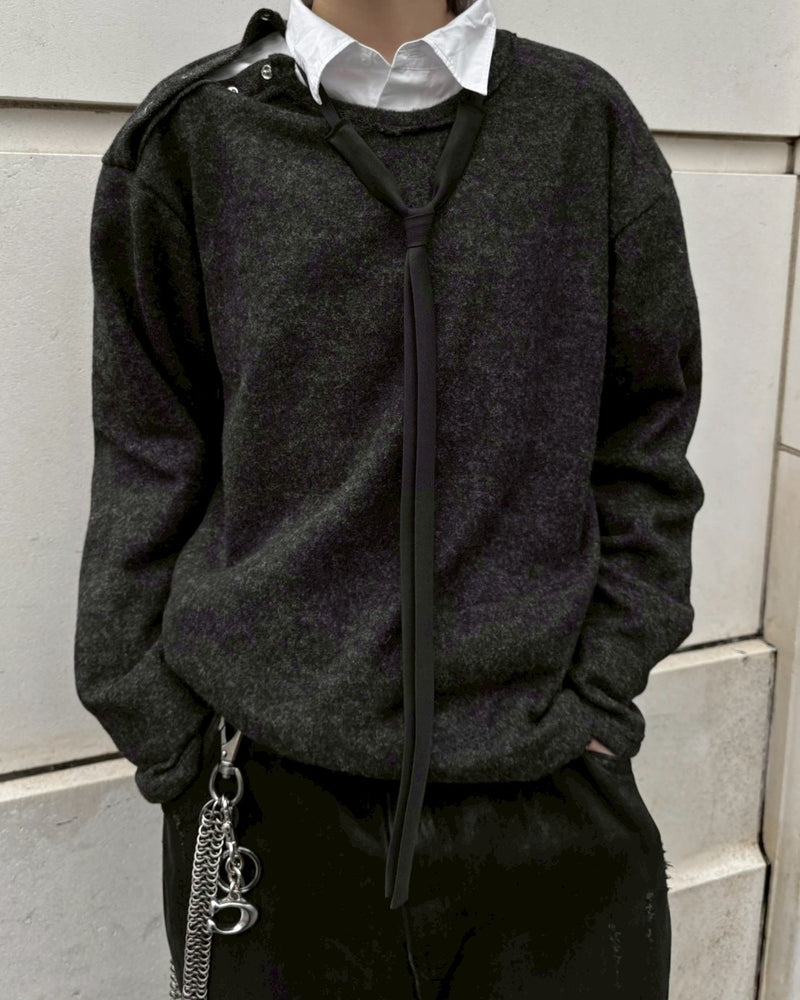 受注制【nmtc +】shoulder button knit / 【エヌエムティーシープラス】肩ボタンニット (3color)