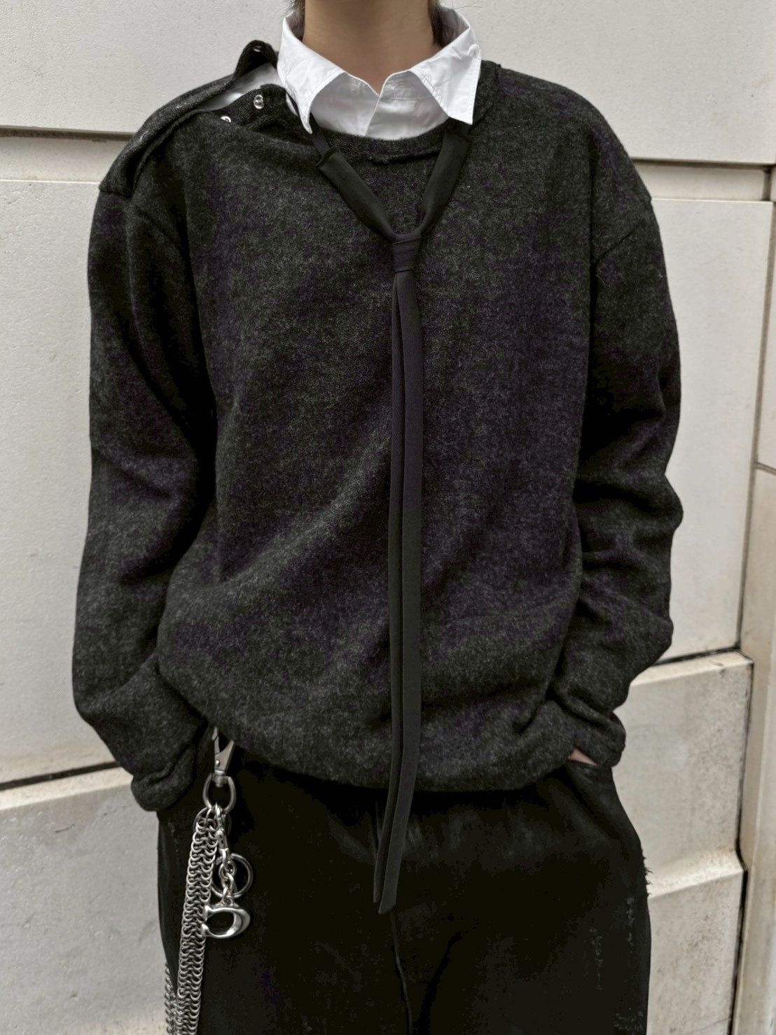 受注制【nmtc +】shoulder button knit / 【エヌエムティーシープラス】肩ボタンニット (3color)