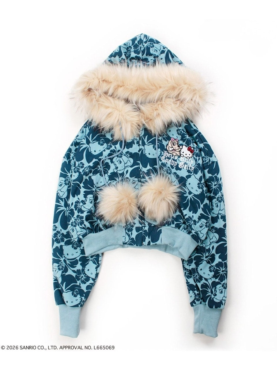 【GALFY×KITTY】鬼ギャルパーカー / 【ガルフィー×キティー】総柄猫耳ファー付きジップアップパーカー