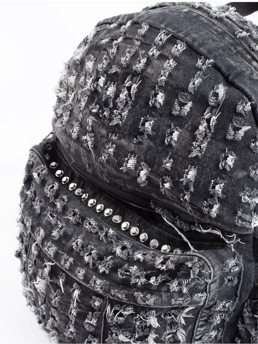 【Reckless Scholars】CAMMO TRASHED STUDDED BACKPACK / 【レックレス スカラーズ】トラッシュスタッズバックパック