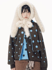 国際配送【Nerd out XU】dot muffler Knit cardigan / 【ナードアウトエックスユー】ドットマフラーニットカーディガン