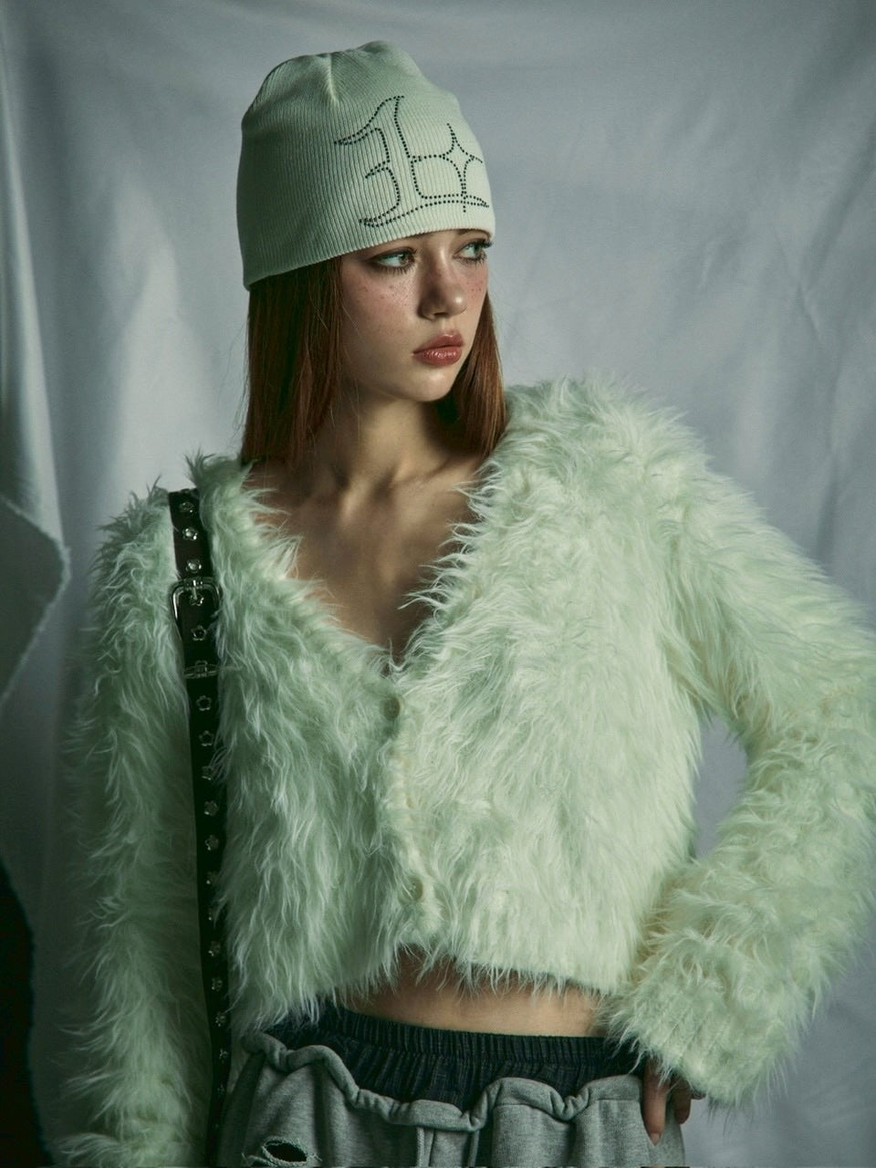 【GATELESS】FUR LIKE CROPPED CARDIGAN / 【ゲートレス】ファーライククロップドカーディガン