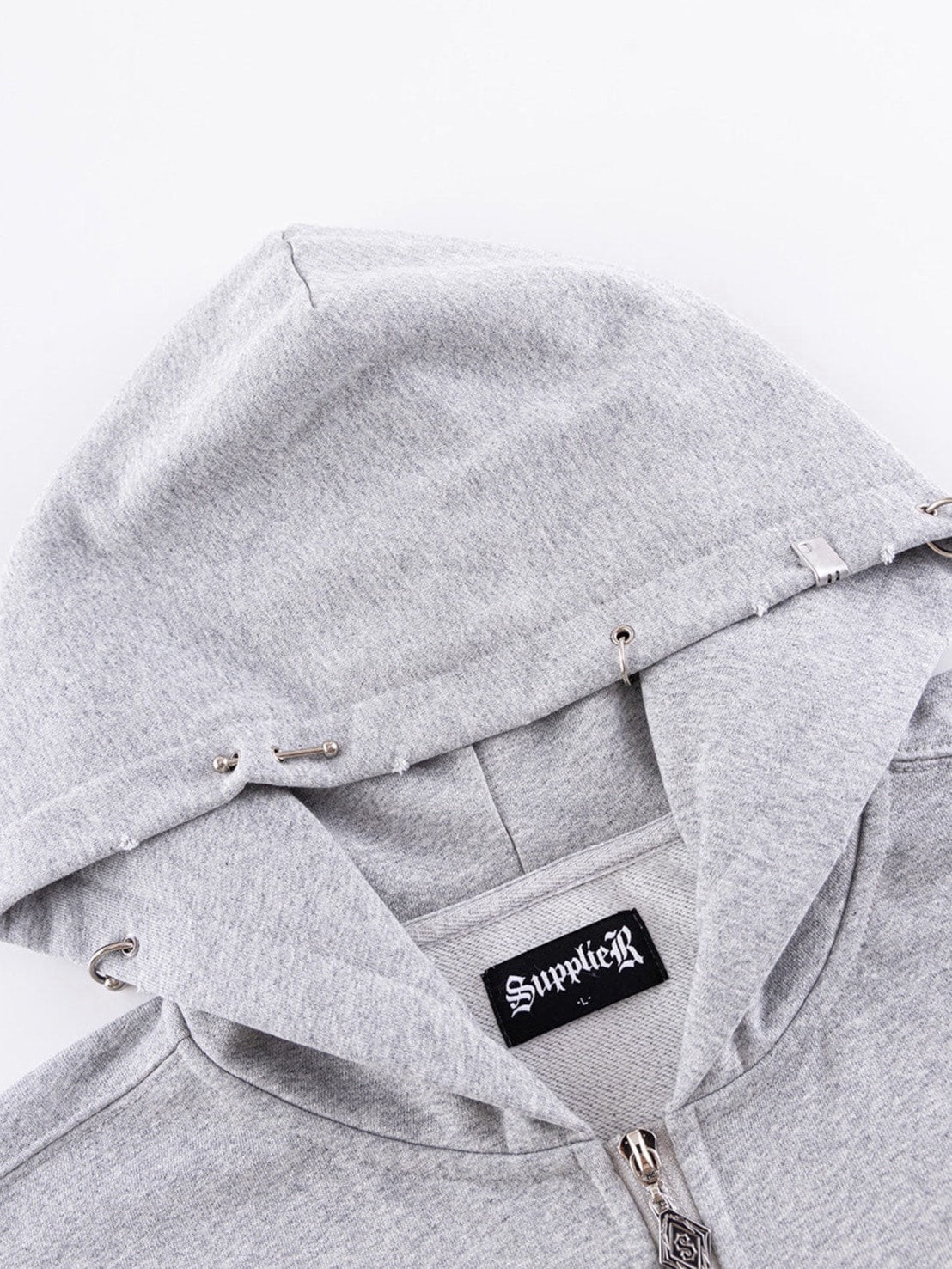 【SUPPLIER】Pierced Tribal Cross Zip Hoodie