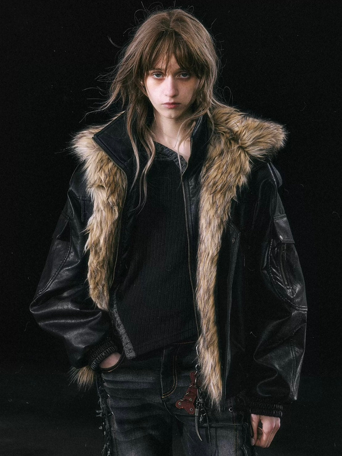 【Cest Nous】Oversize Fur collar Jacket / 【セヌー】オーバーサイズファーカラーコーティングジャケット