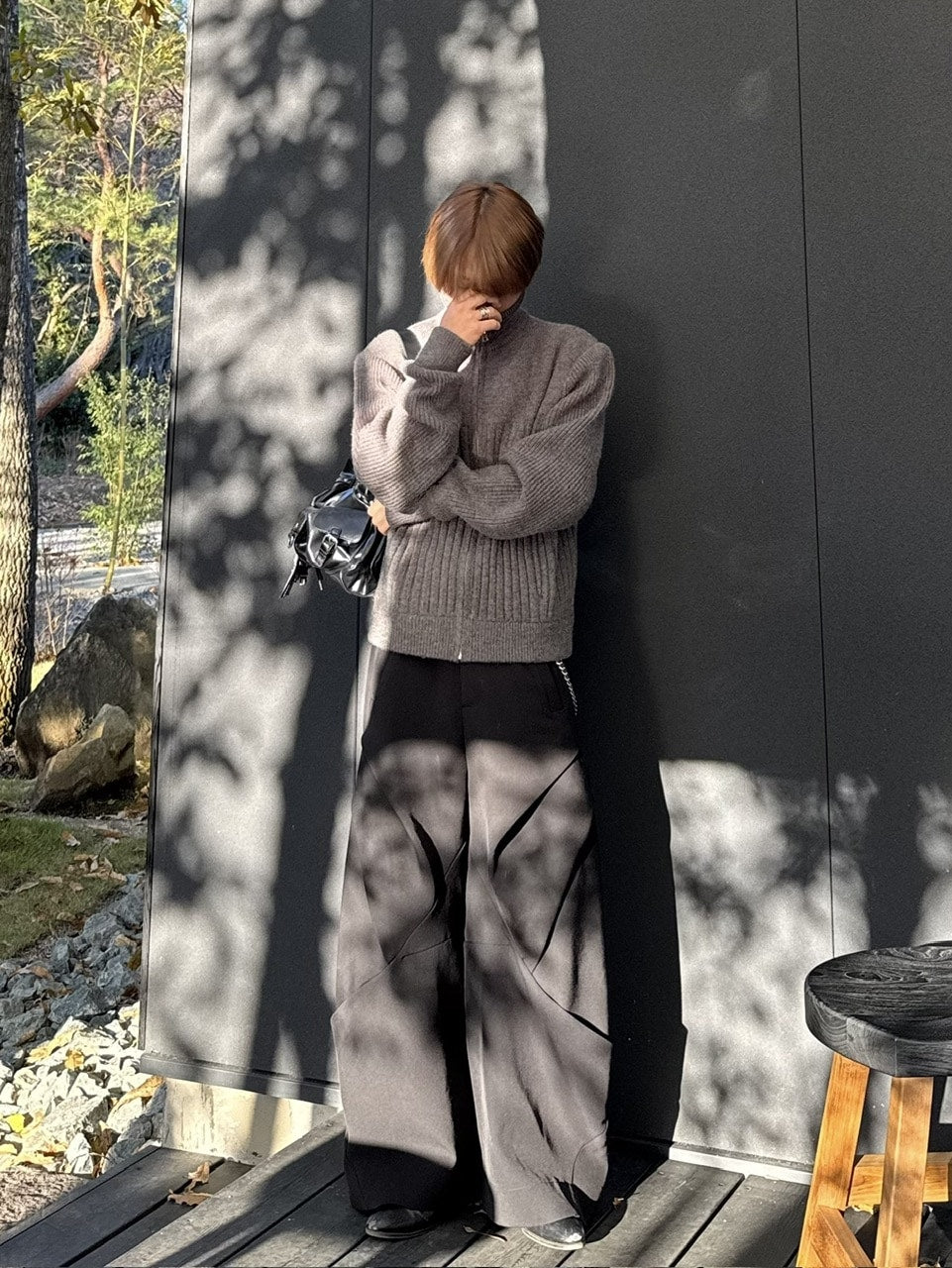 国際配送【RENOL】high neck zip up knit