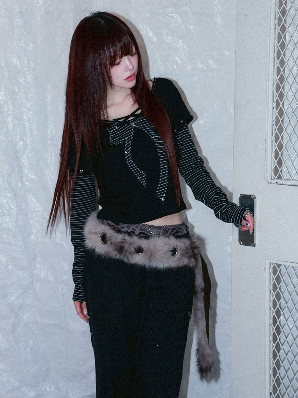 1/2 20:00発売【CHERRYQUIRI】fur loop eyelet belt