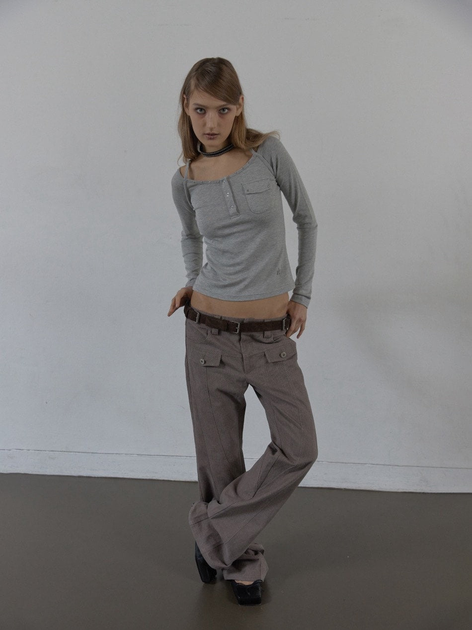 【SETUP‐EXE】SLEEVELESS LAYERED TOP / 【セットアップエグゼ】キャミレイヤード長袖Tシャツ