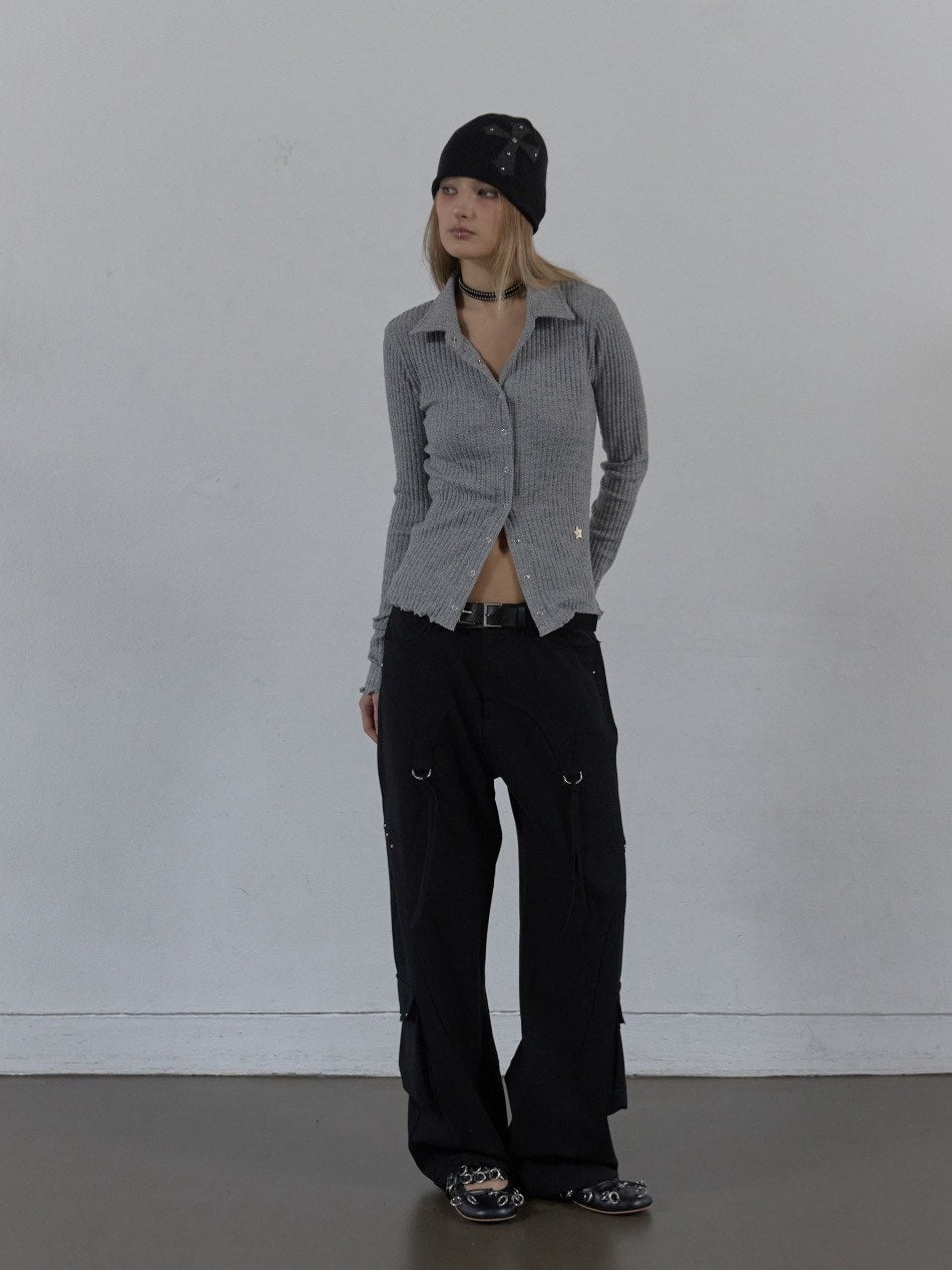 【SETUP‐EXE】SNAP GOLGI SHIRT / 【セットアップエグゼ】ボタンニット長袖シャツ