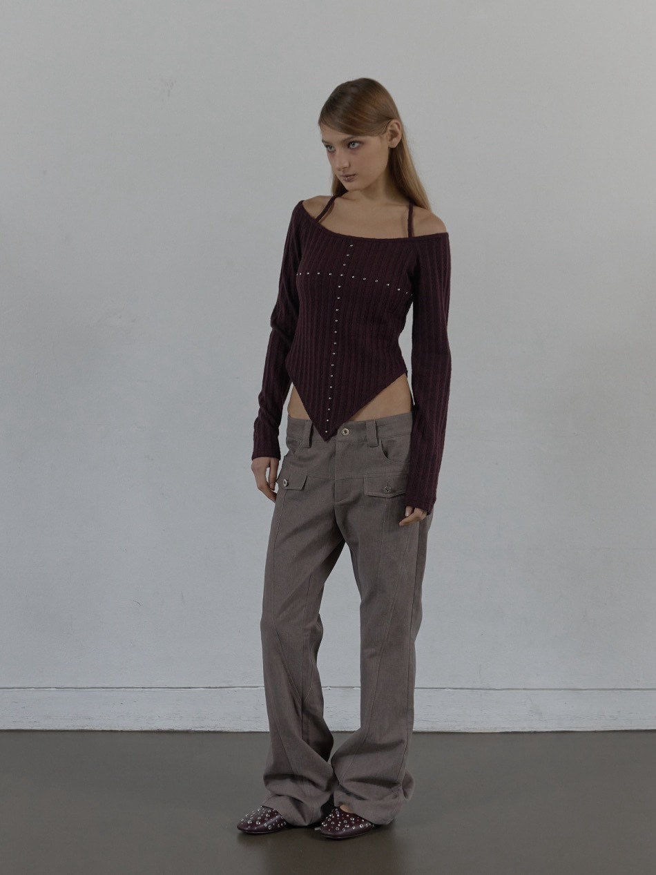 【SETUP‐EXE】WESTERN CROSS TOP / 【セットアップエグゼ】クロスオフショル長袖Tシャツ