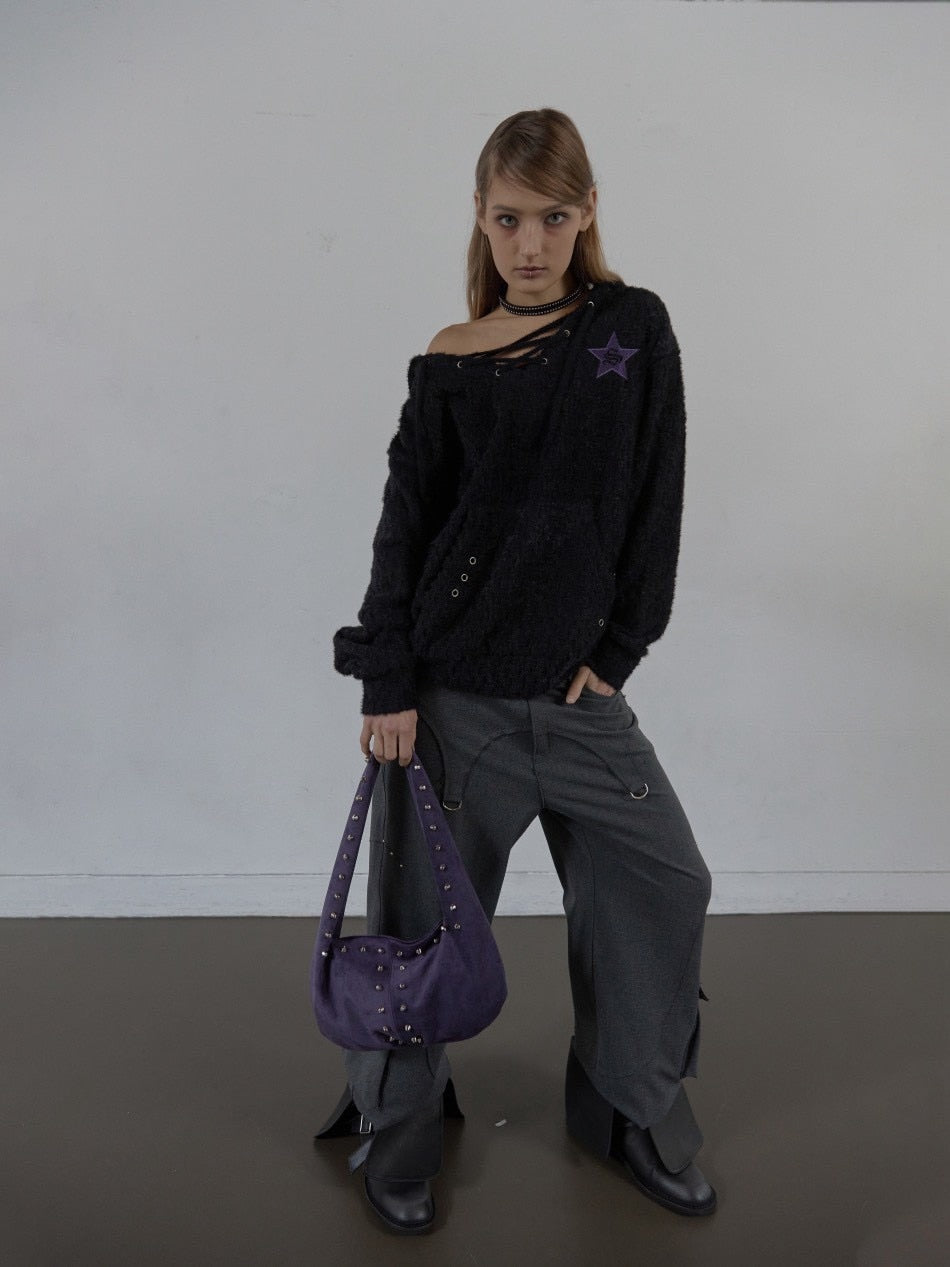 【SETUP‐EXE】SUEDE STUDDED SHOULDER BAG / 【セットアップエグゼ】スエードスタッズショルダーバッグ