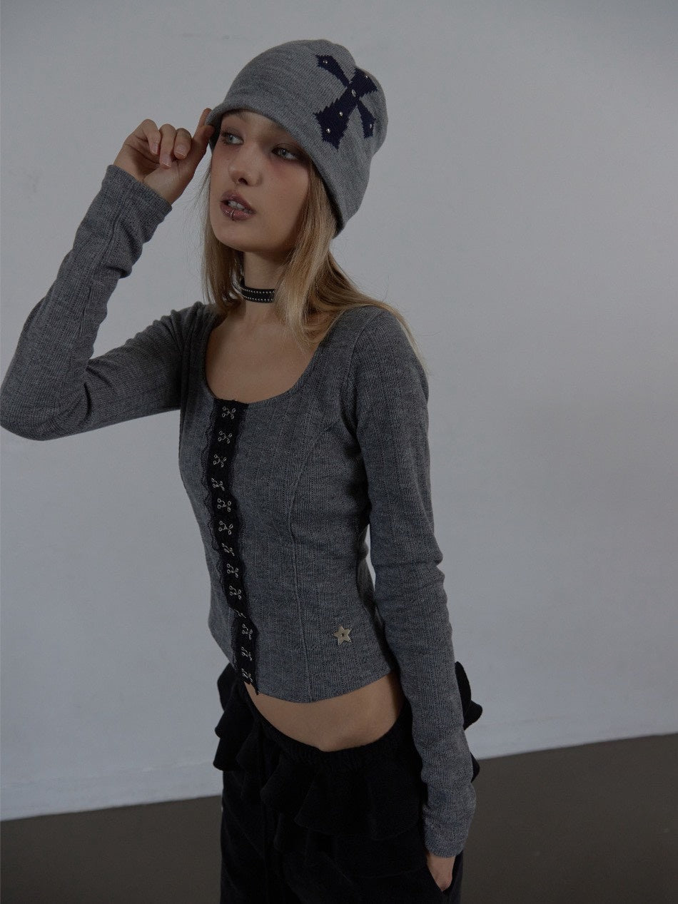 【SETUP‐EXE】CROSS STUDDED BEANIE / 【セットアップエグゼ】クロススタッズビーニー