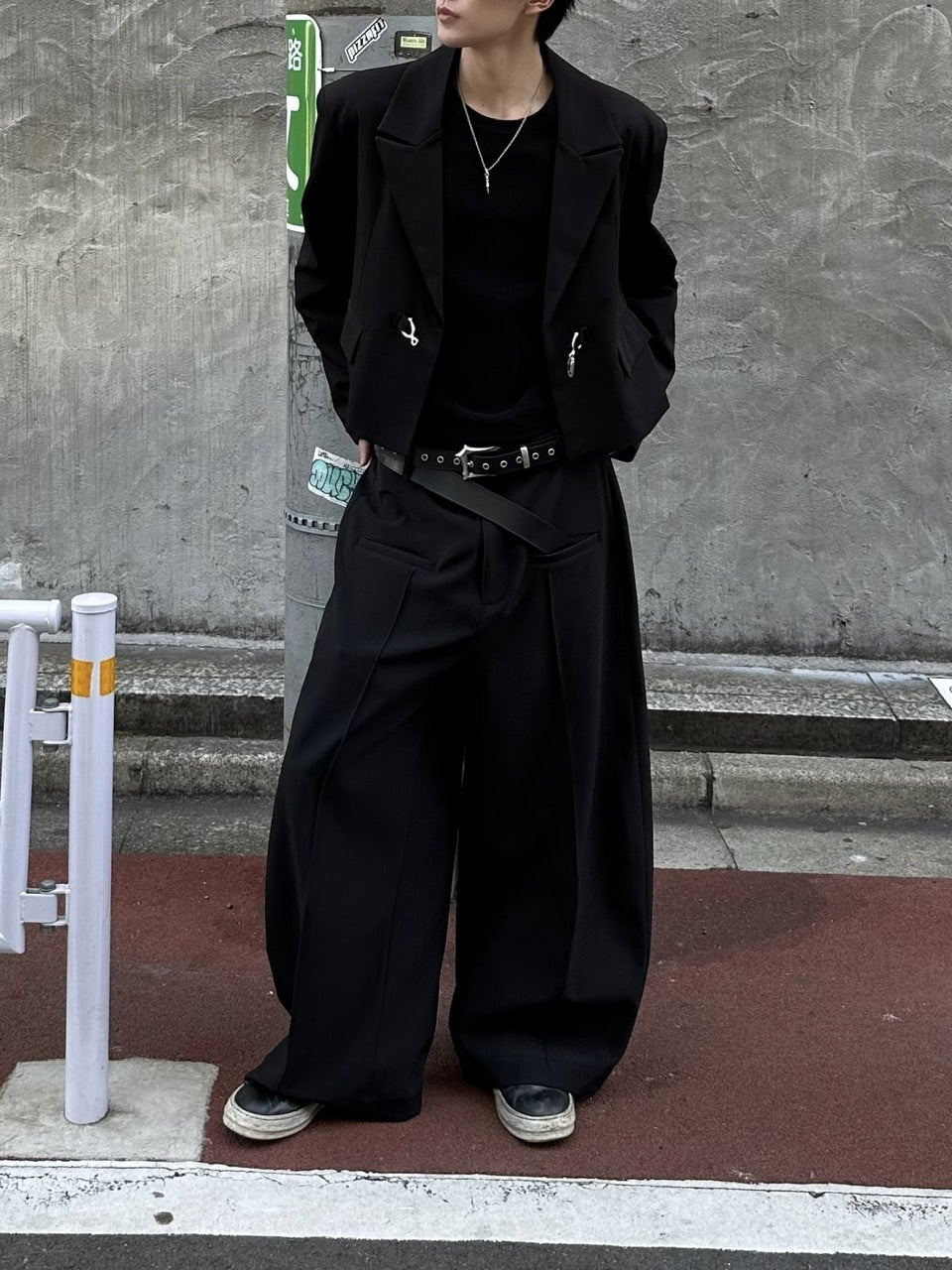 大阪店WEB限定受注制【Chikashitsu＋】mettal buckle cropped jacket / 【チカシツプラス】メタルバックルクロップジャケット