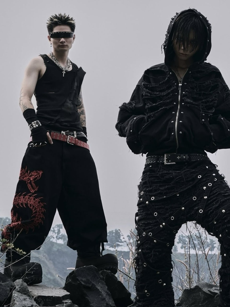 2/28 20:00 発売【UNIZ】Chainwrape Pants / 【ユニズ】アイレットチェーンデニムフレアパンツ