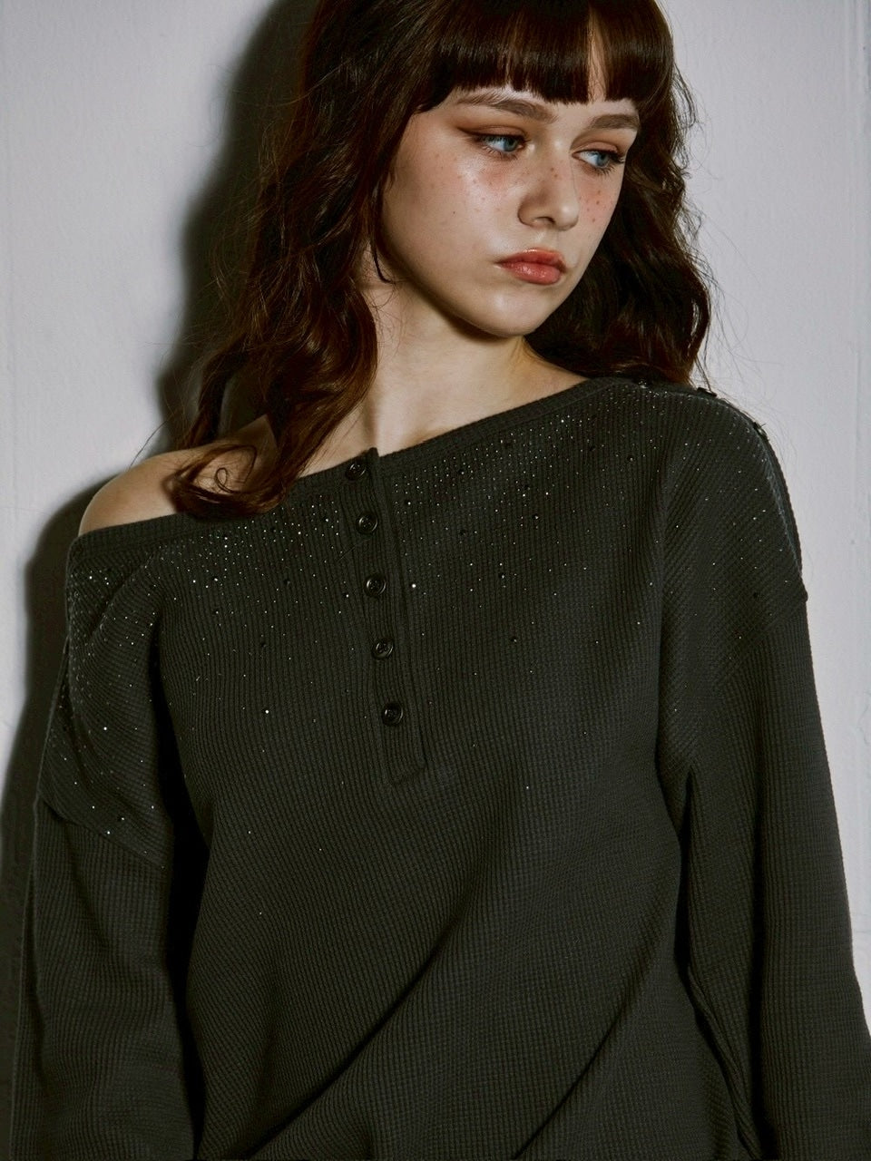 【GATELESS】WAFFLE LONG SLEEVE / 【ゲートレス】ワッフルオフショル長袖Tシャツ