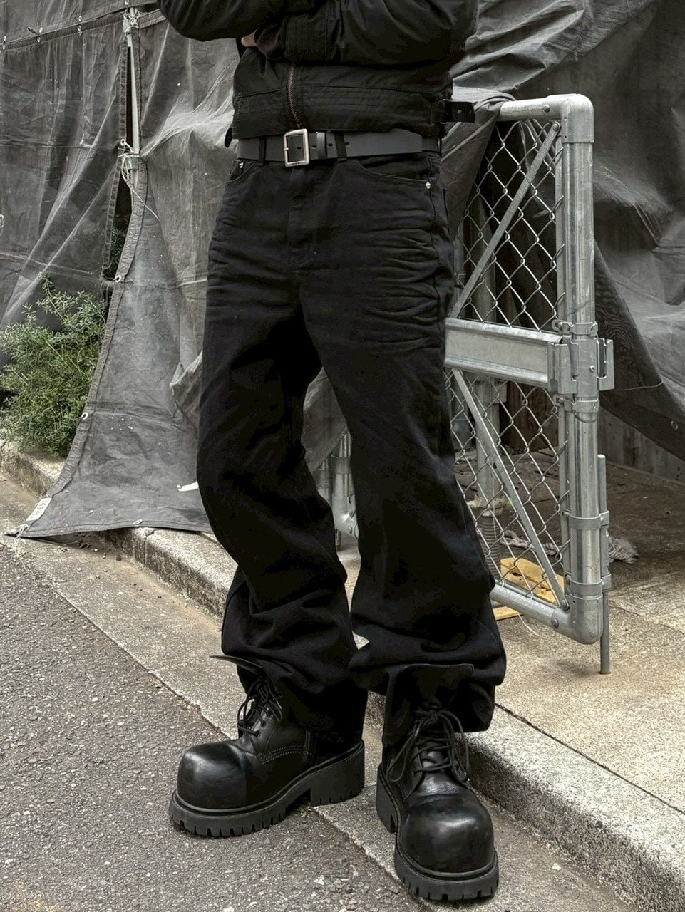 受注制【youll】essential black flare denim pants