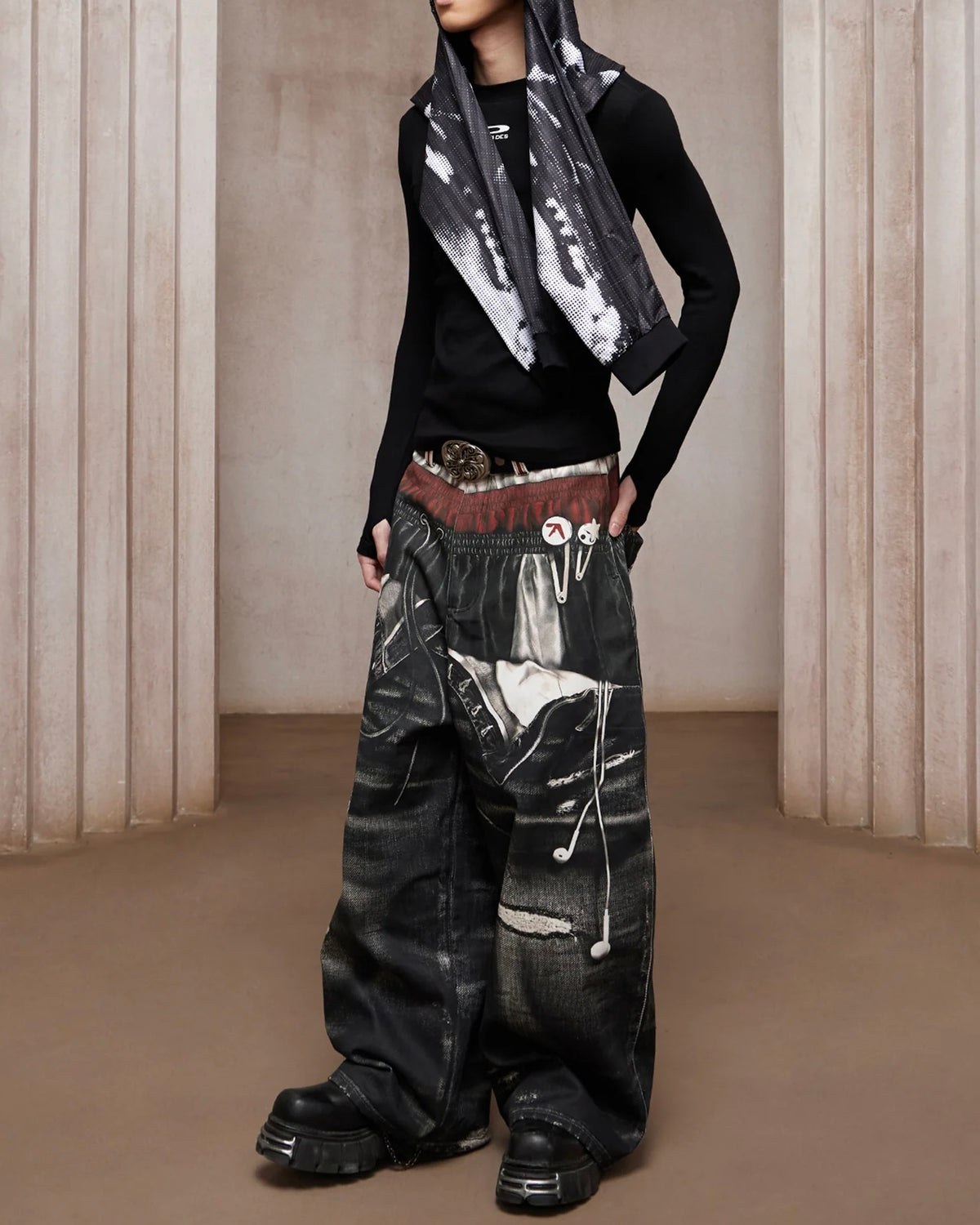 【DND4DES】Triple Waist MP3 All-Over Print Pants