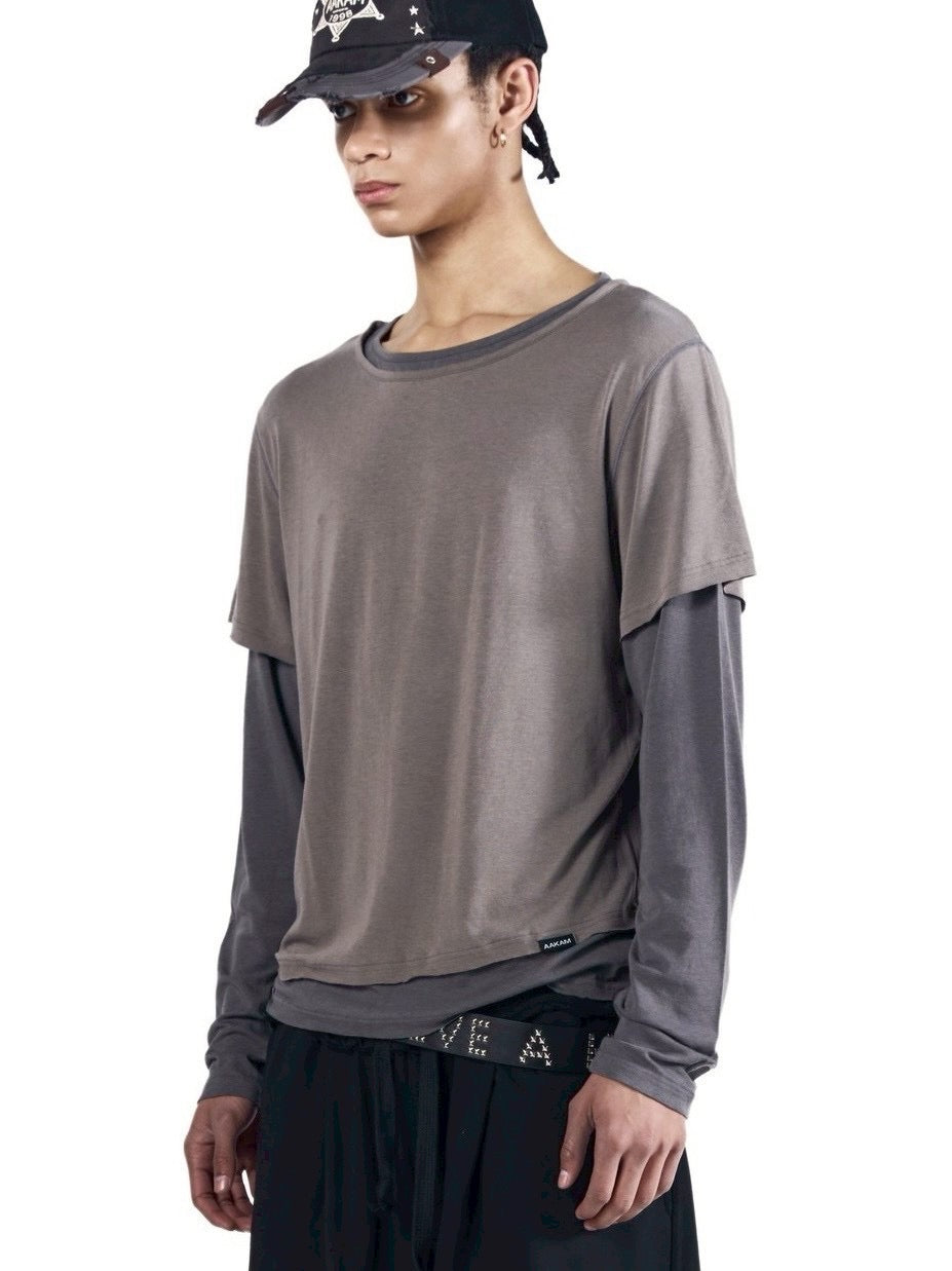 【AAKAM】Contrast Layered Long Sleeve