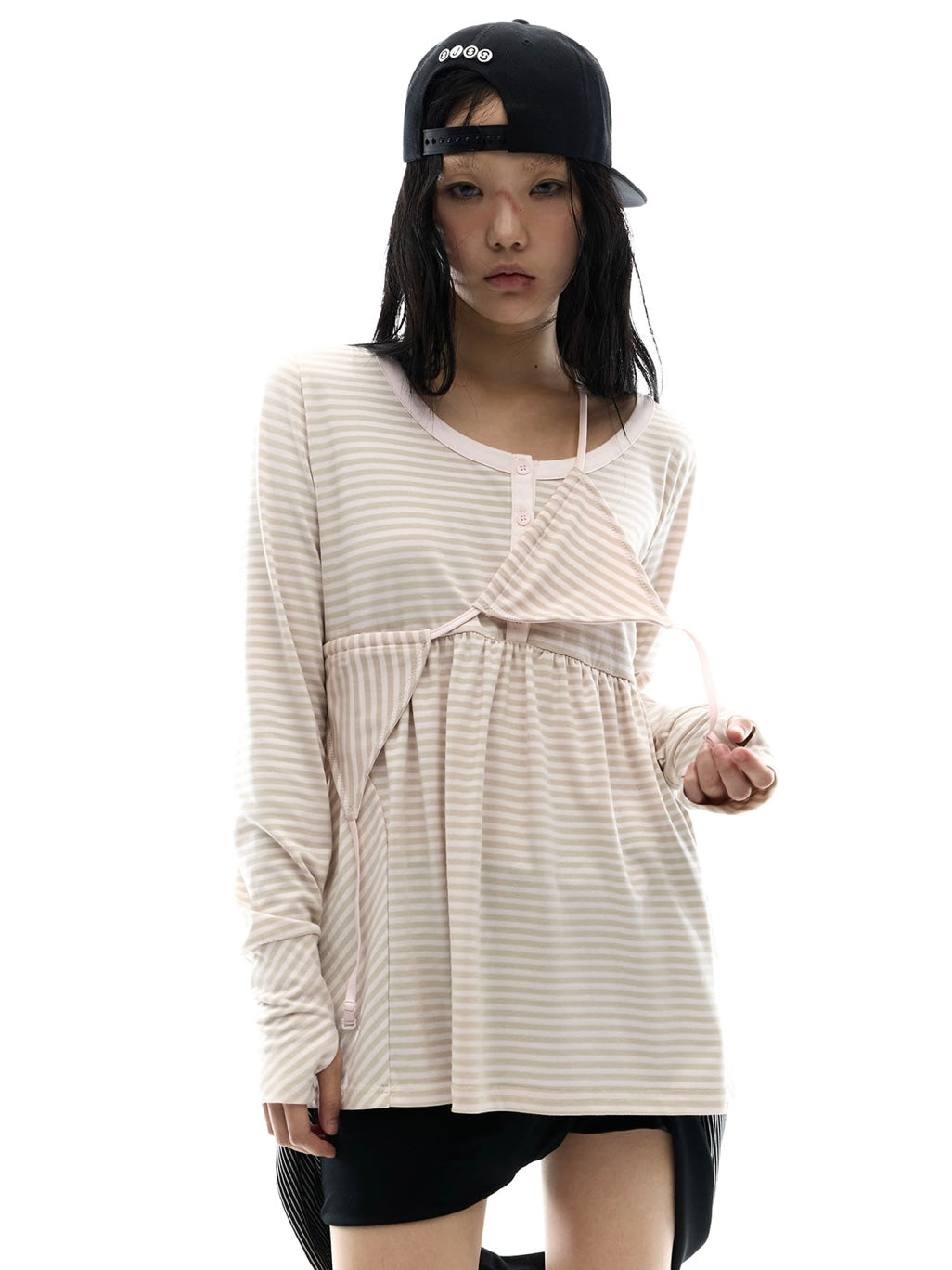 【OJOS】Layered Bra Flare Top
