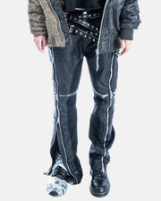 【LOIN ARMIS】Cross zip layer mesh coating jeans
