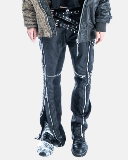 【LOIN ARMIS】Cross zip layer mesh coating jeans