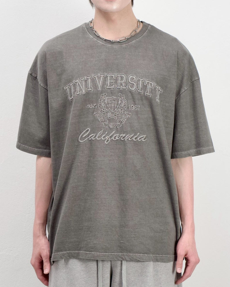 受注制【Chikashitsu +】pigment university t-shirt (3color)