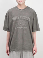 受注制【Chikashitsu +】pigment university t-shirt (3color)