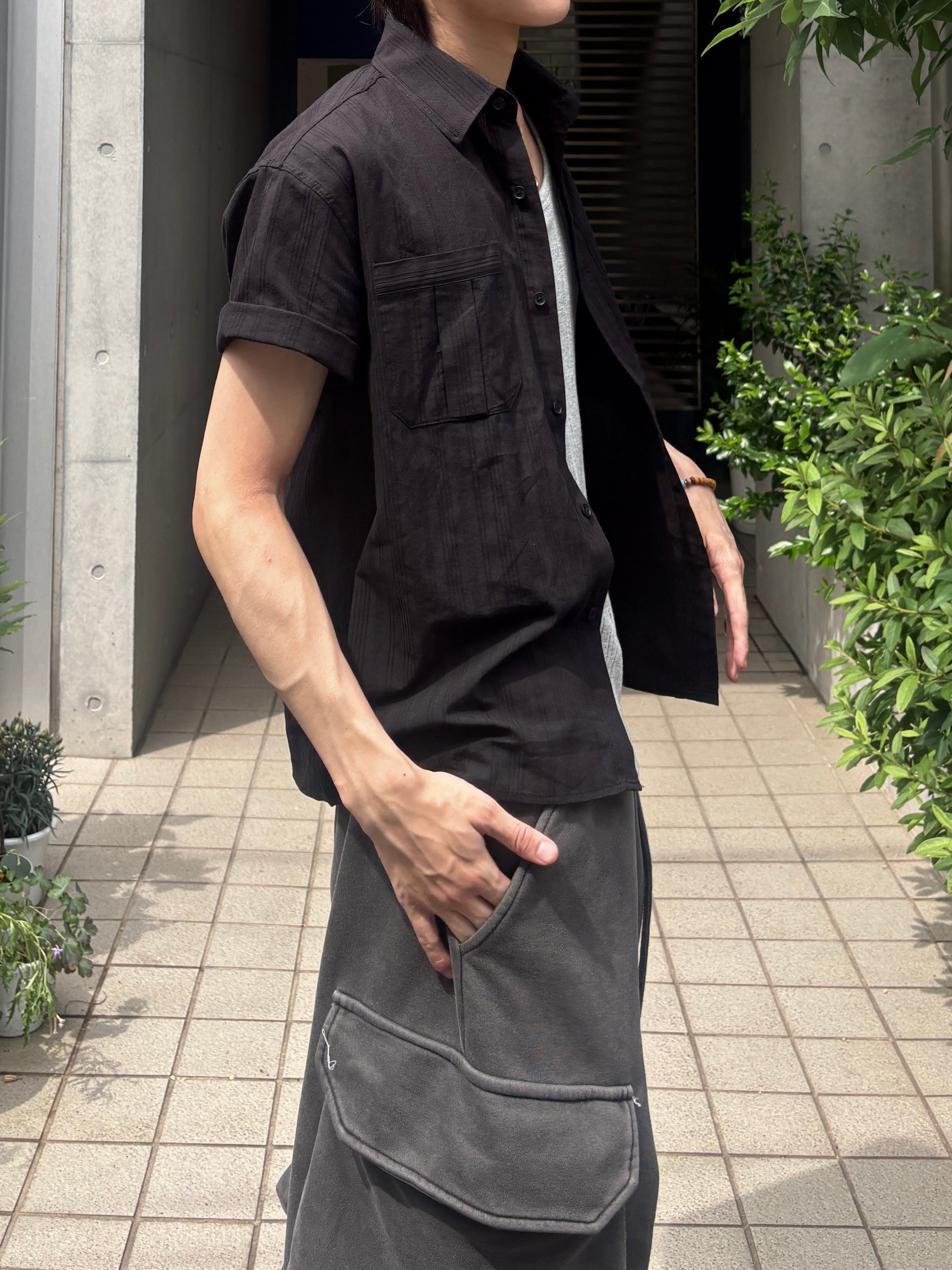 受注制【youll】jacquard cropped shirt (2color)