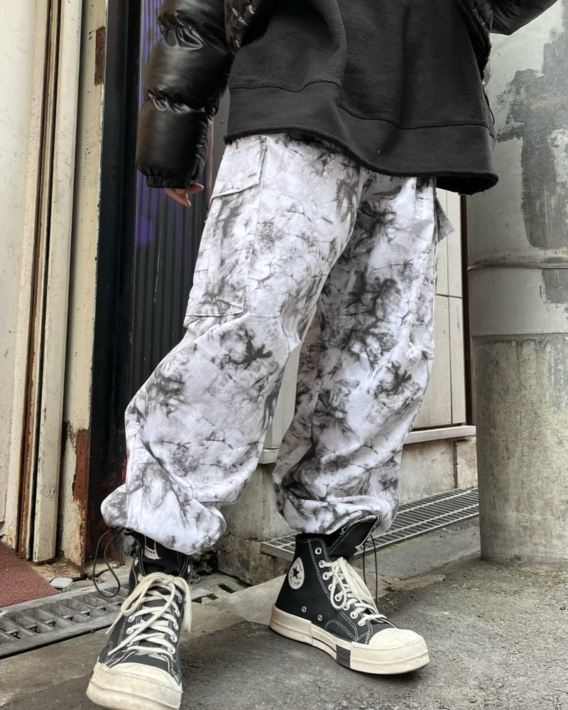 受注制【Never mind the XU】tie-dye cargo pants (2color)