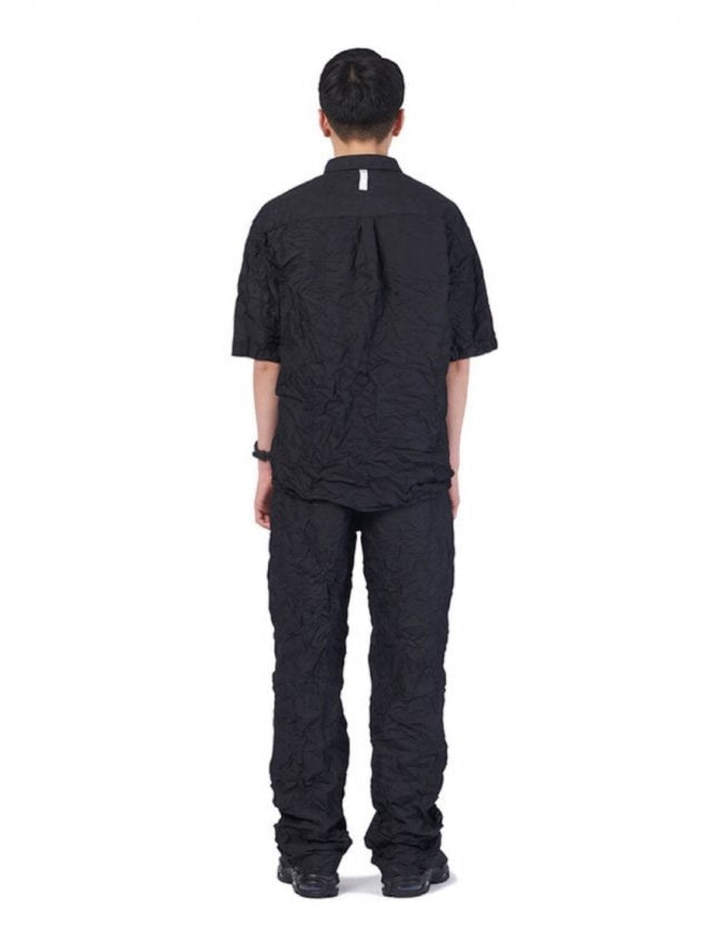 【NOMANUAL】WRINKLED SHORT SLEEVE SHIRT - BLACK