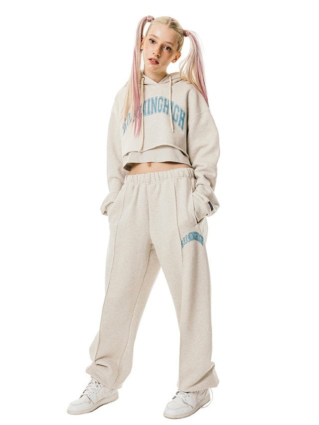 【running high】ARCH LOGO LAYERED CROP HOODIE