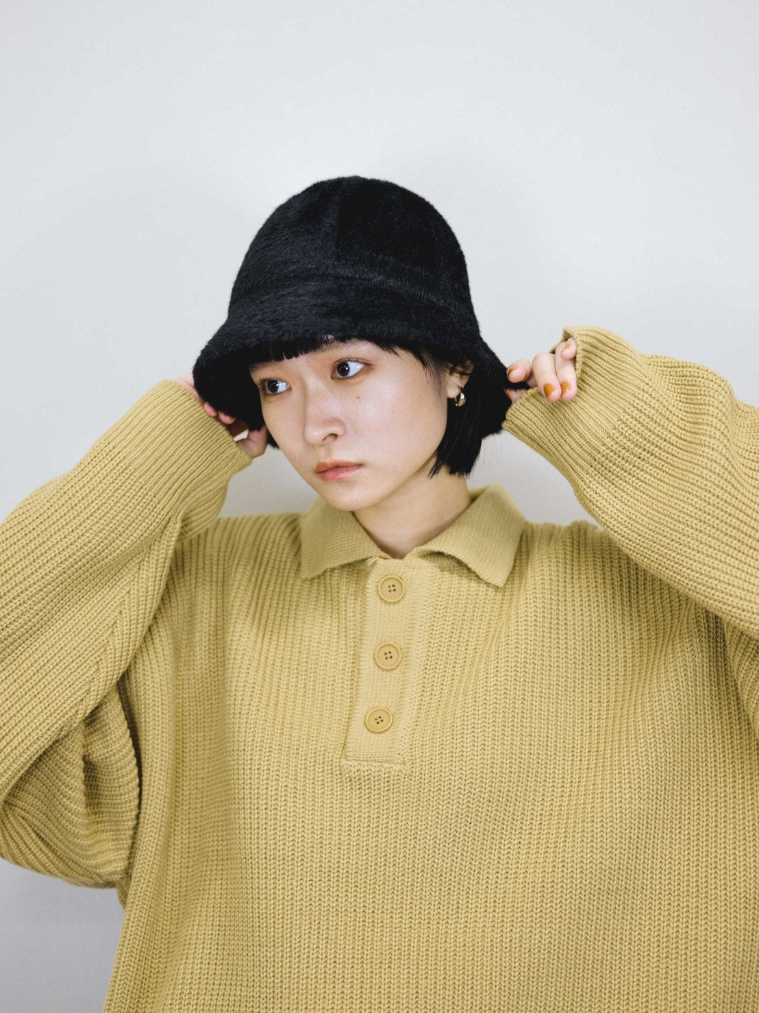 受注制【Chikashitsu +】knit bucket hat (2color)