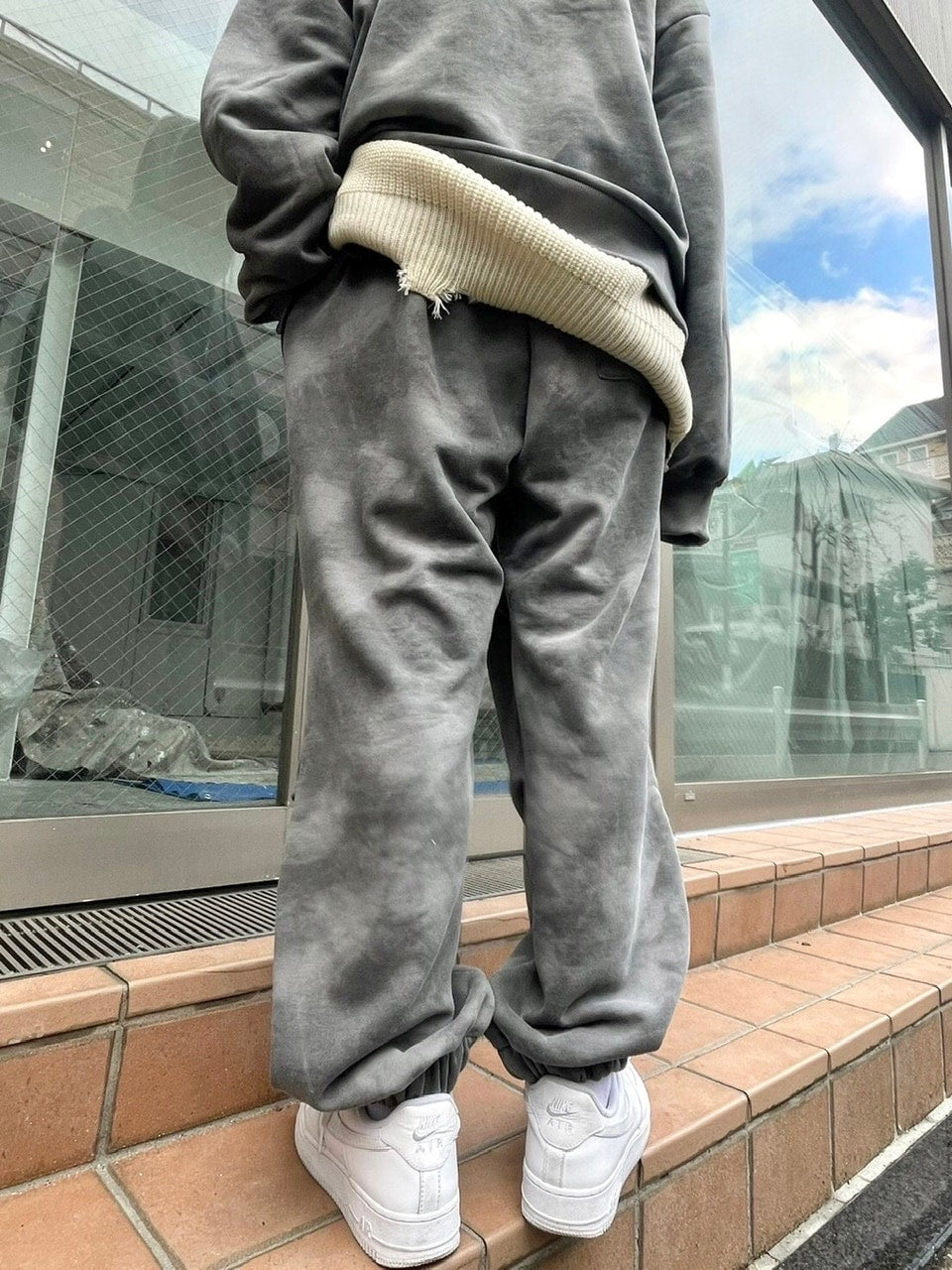 受注制【Never mind the XU】set up tie-dye sweat pants (2color)