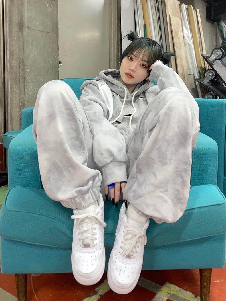 受注制【Never mind the XU】set up tie-dye zip up hoodie (2color