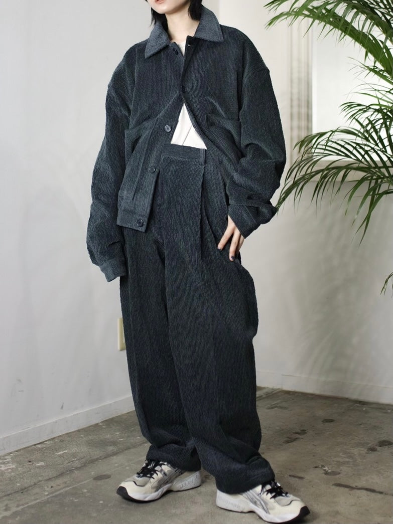 受注制【Chikashitsu +】set up high waist corduroy pants (3color)