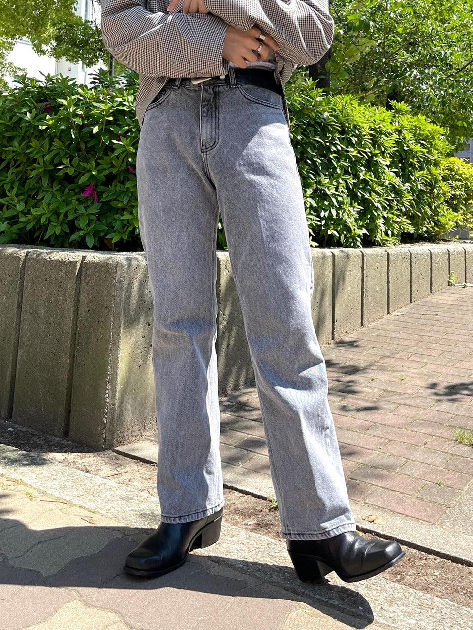 受注制【Chikashitsu +】semi wide denim pants