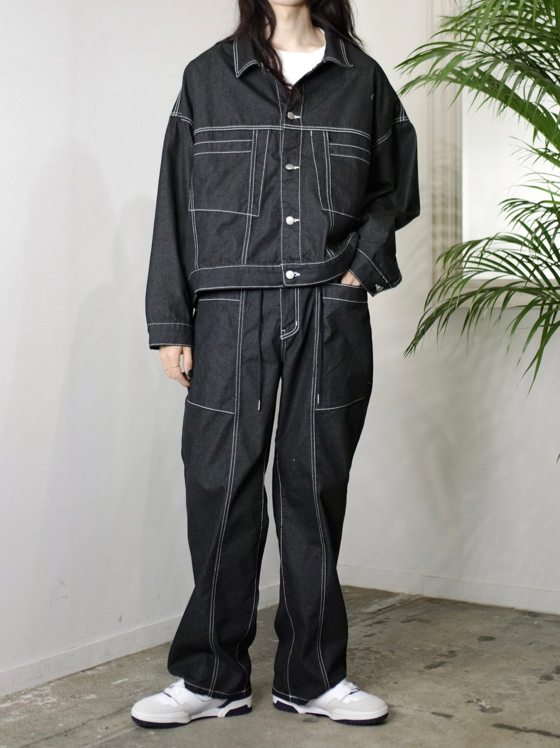 受注制【Chikashitsu +】set up stitch denim jacket