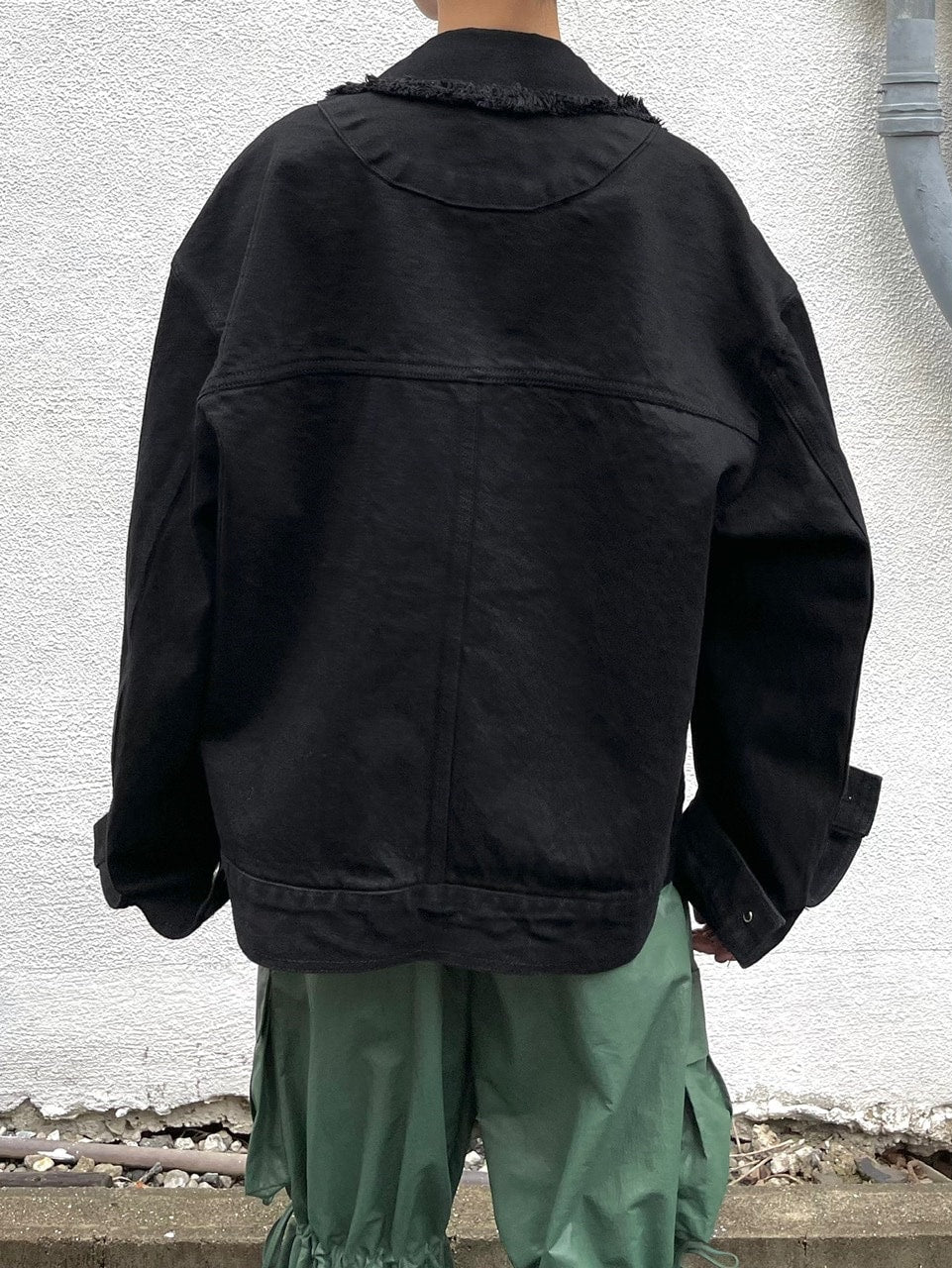 受注制【Chikashitsu +】cropped design denim jacket (2color)