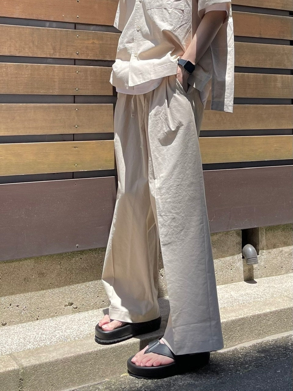 受注制【Chikashitsu +】set up easy slacks (3color)