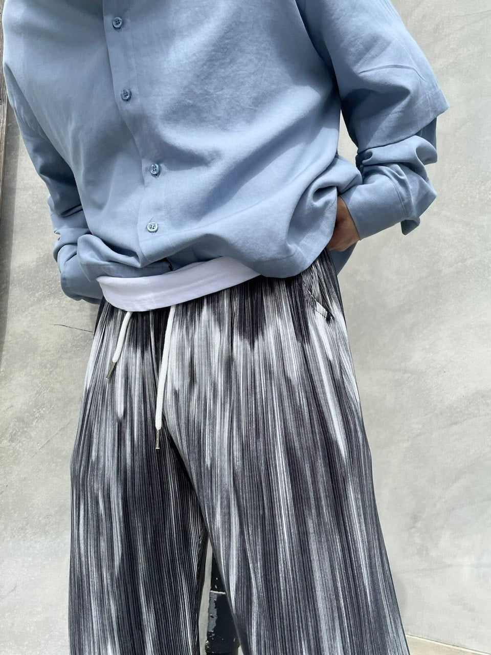 受注制【Chikashitsu +】pattern pleats pants (2color)