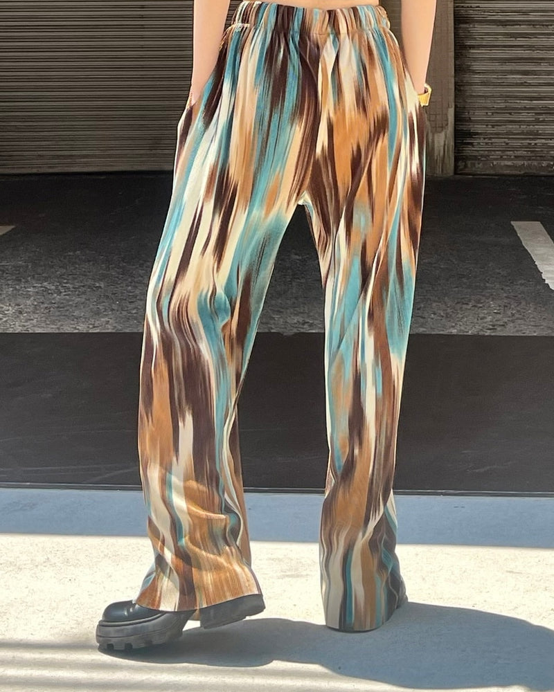 受注制【Chikashitsu +】mixed summer pleats pants (2color)