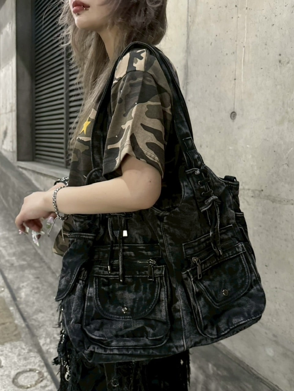 国際配送【Never mind the XU】2way denim bag (2color) / 【ネバー