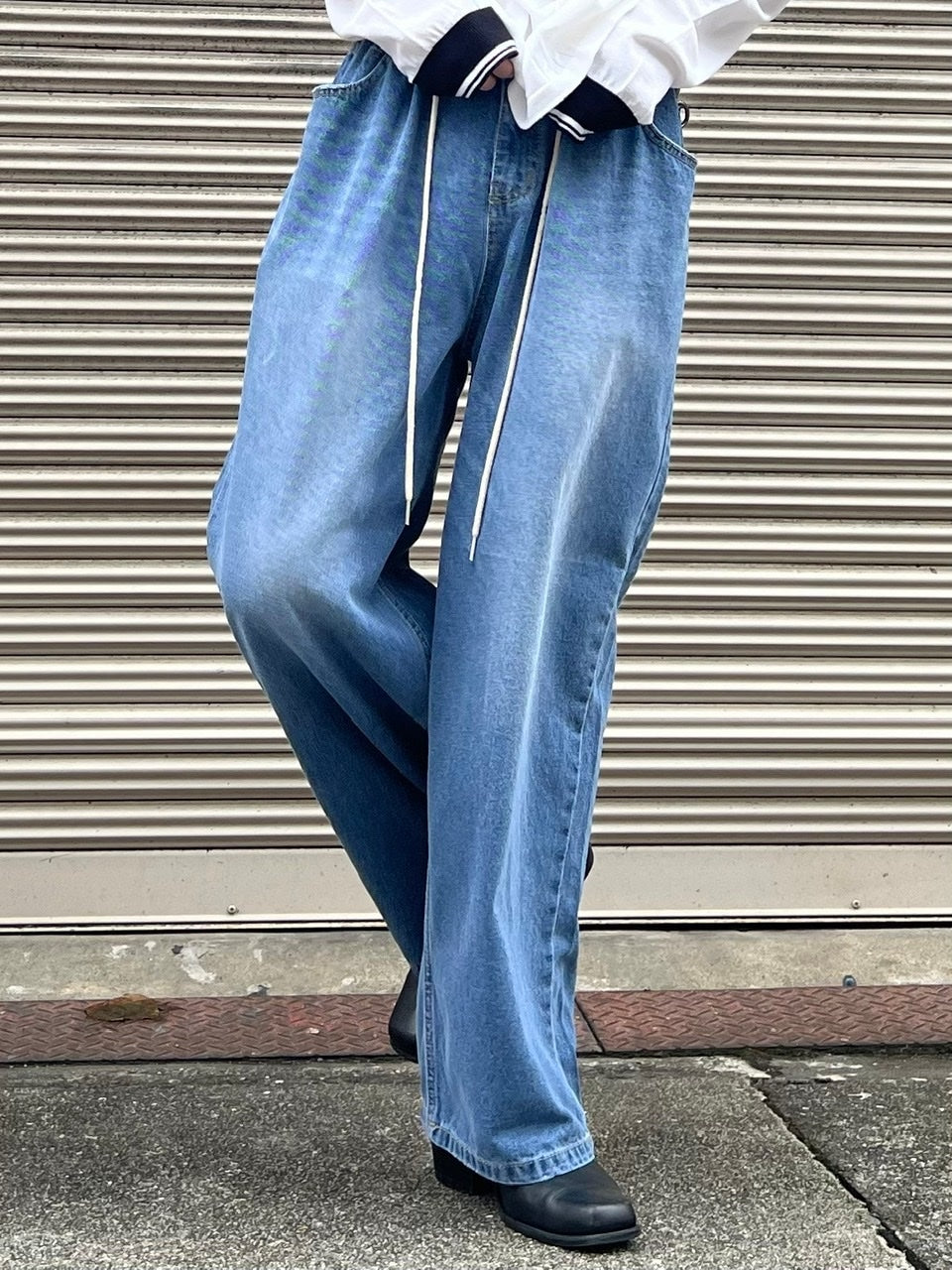 受注制【Chikashitsu +】rope wide denim pants (3color)