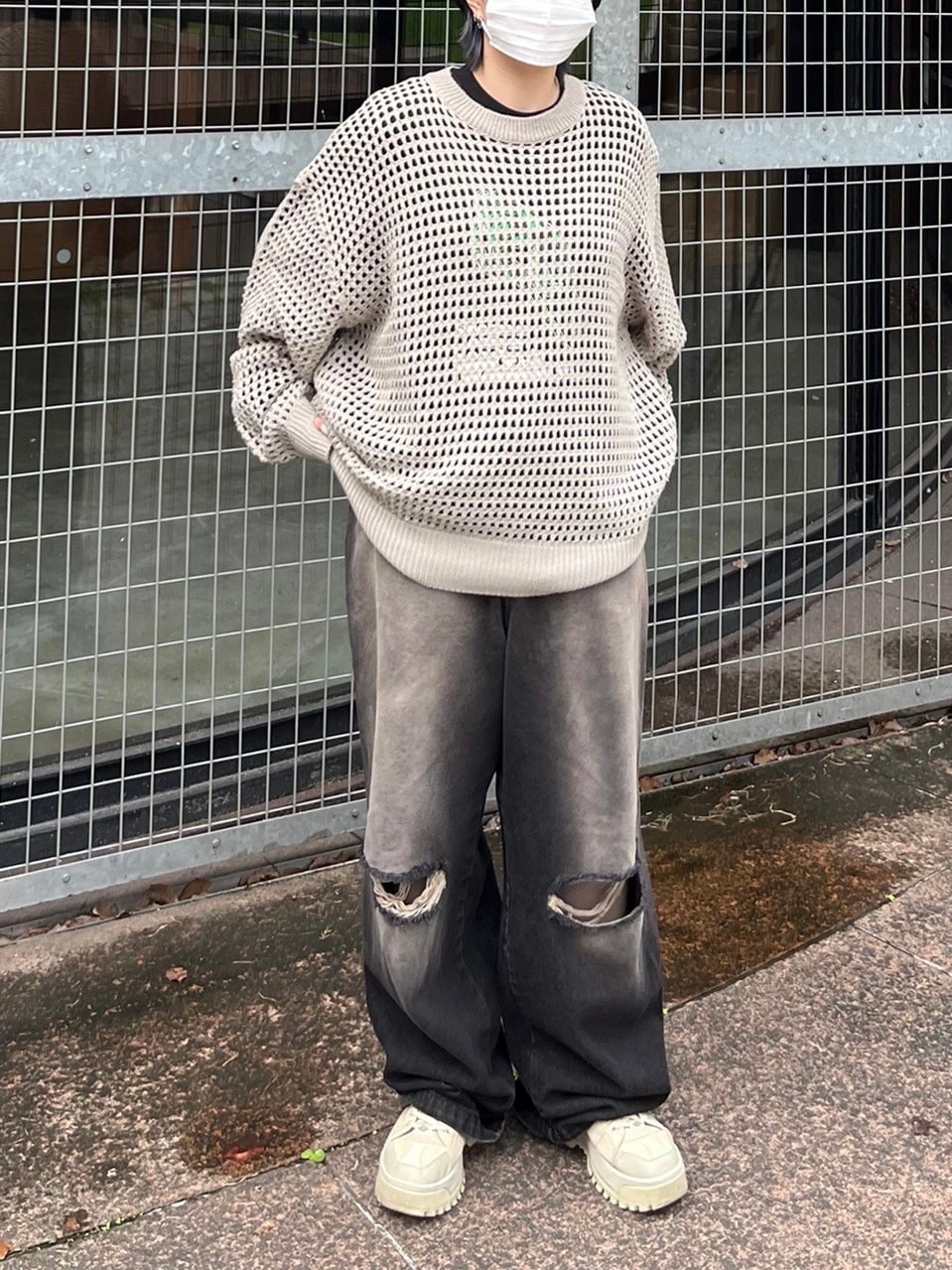 受注制【Chikashitsu +】vintage wash damage denim pants (2color)