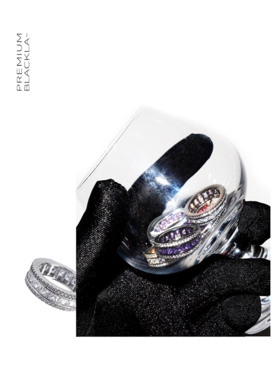 【BLACK PURPLE】AAA DIA CRYSTAL 3-LINE RING