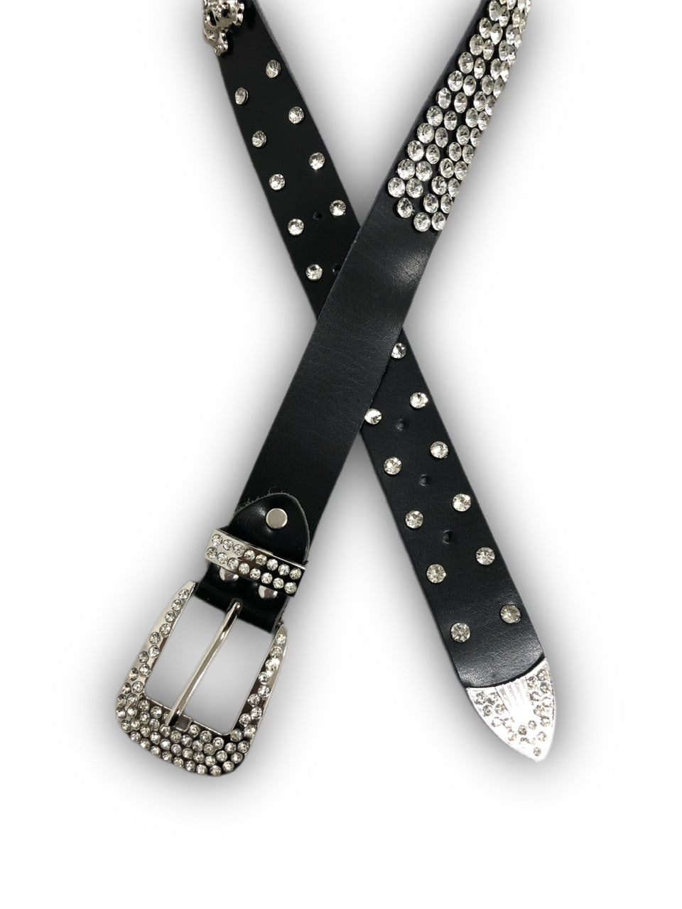 国際配送【Never mind the XU】rhinestone skull belt 2 (2color)