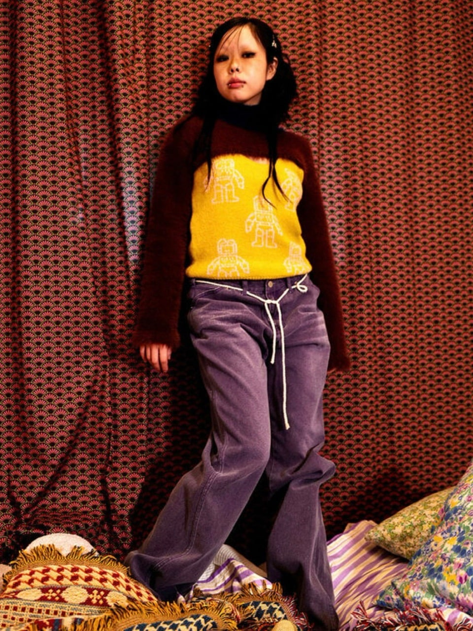 【YOUTHBATH】High-Neck Knit Top Set-up